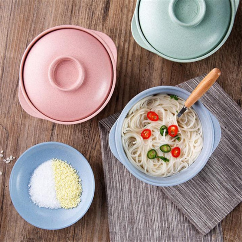 Instant Noodle Bowls with Lids Soup Hot Rice Bowls Japanese Style Students Food Container Healthy Tableware Bowl Tableware ShopOnlyDeal