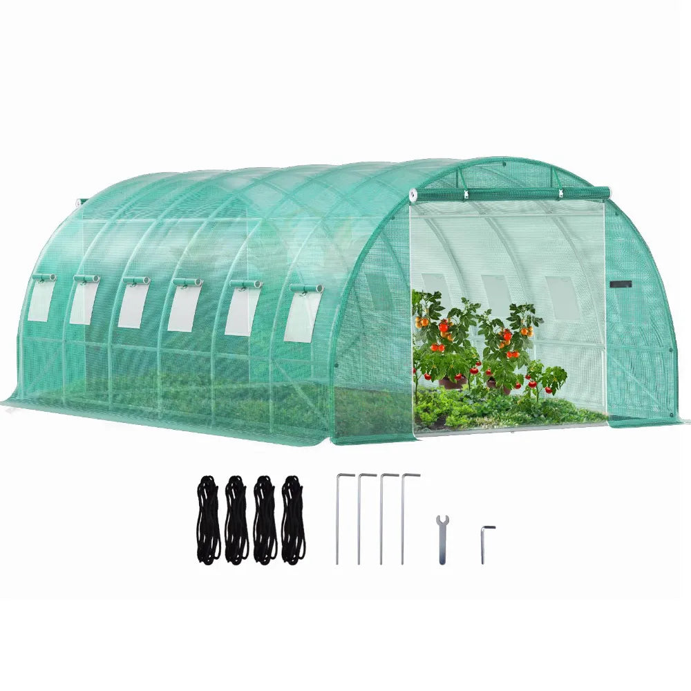 Walk-in Tunnel Greenhouse Galvanized Frame & Waterproof Cover 20x10x7 Ft Agriculture Tools Greenhouses ShopOnlyDeal