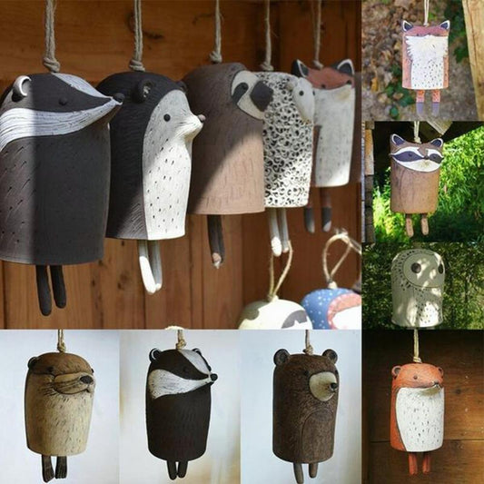 Kawaii Animal Wind Chimes Rustic Wood Room Decoration Cute Chimes Wind Bell Animal Resin Garden Metal Door Outdoor Decor Pendants ShopOnlyDeal