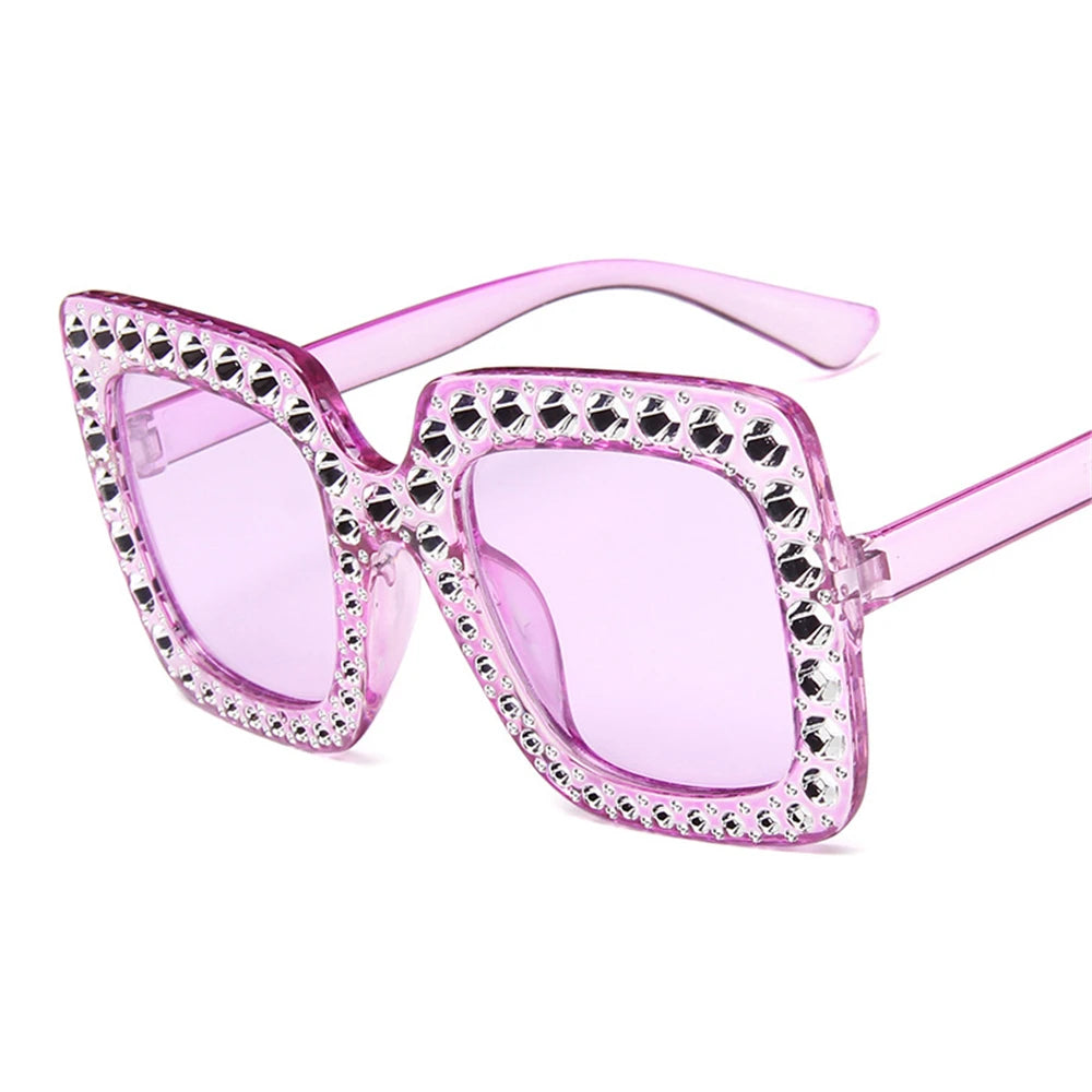 Crystal Oversized Sunglasses - Fashion Square Sunglasses for Women, Retro UV400 Eyewear ShopOnlyDeal