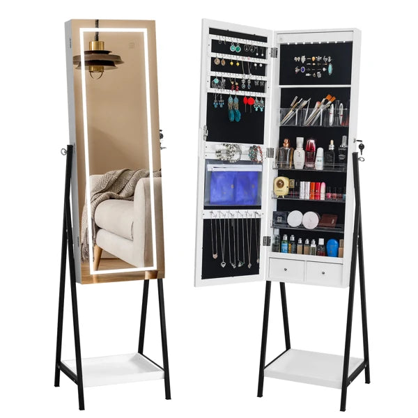 Vertical Jewelry Cabinet with Storage Mirror - Ideal for Living Room or Bedroom ShopOnlyDeal