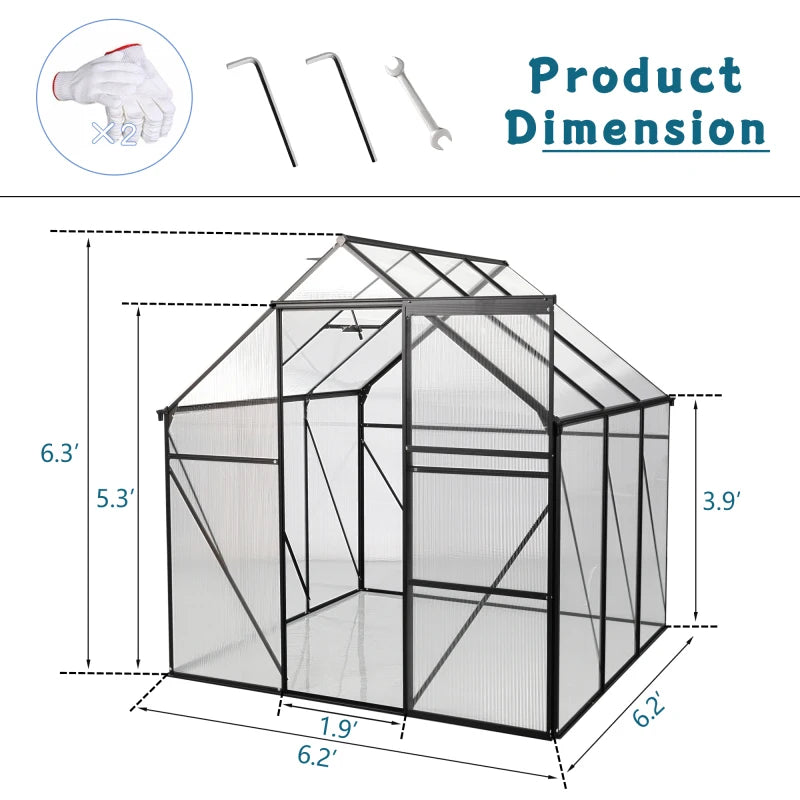 6 x 6 Foot Outdoor Garden Walk-In Greenhouse - Terrace Plant Breeding House, Windproof and Rainproof Courtyard Planting House ShopOnlyDeal