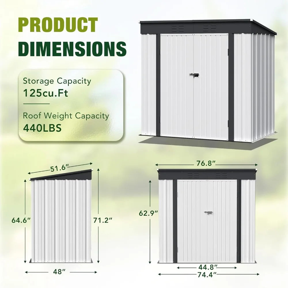 Versatile 6FTx4FT All-Weather Metal Garden Shed | Secure & Stylish Outdoor Storage with Lockable Double Doors | Ideal for Tools, Toys & Sundries in White ShopOnlyDeal