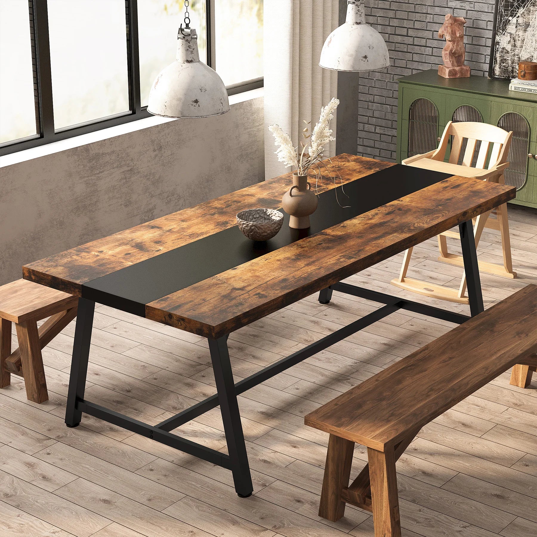 Dining Table for 8 People, 70.87" Rectangular Wood Kitchen Table ShopOnlyDeal