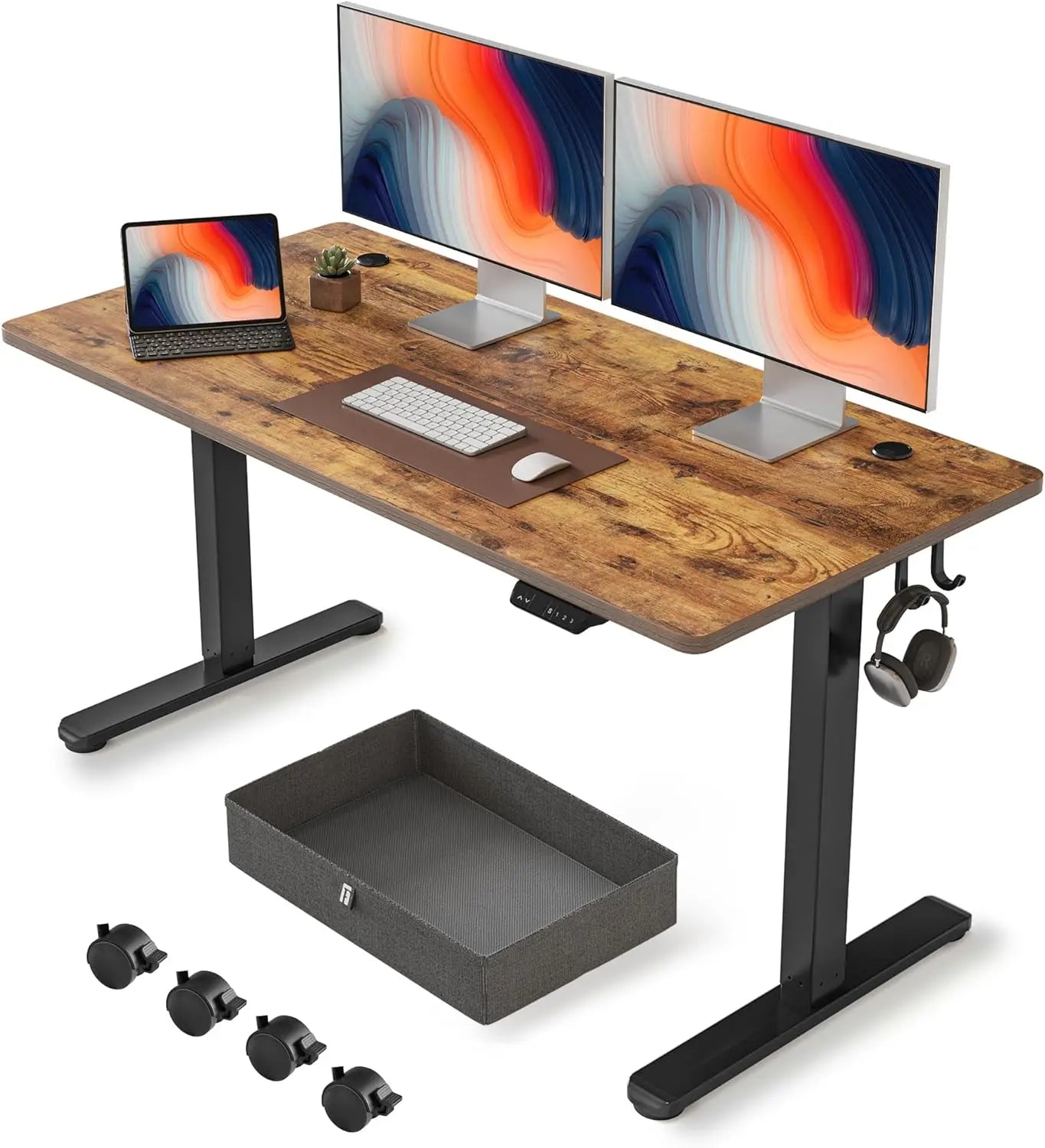 Effortless Workstation Upgrade: 55 x 24 Inches Adjustable Height Standing Desk with Drawer - Enhance Productivity and Comfort in Your Home Office ShopOnlyDeal