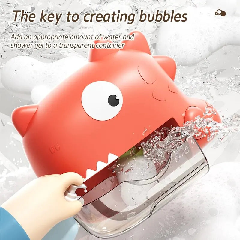 Animal Bubble Machine with Music | Cute Dinosaur & Shark-Shaped Soap Bubble Maker | Suction Cup Hanging Baby Bathtime Toy ShopOnlyDeal