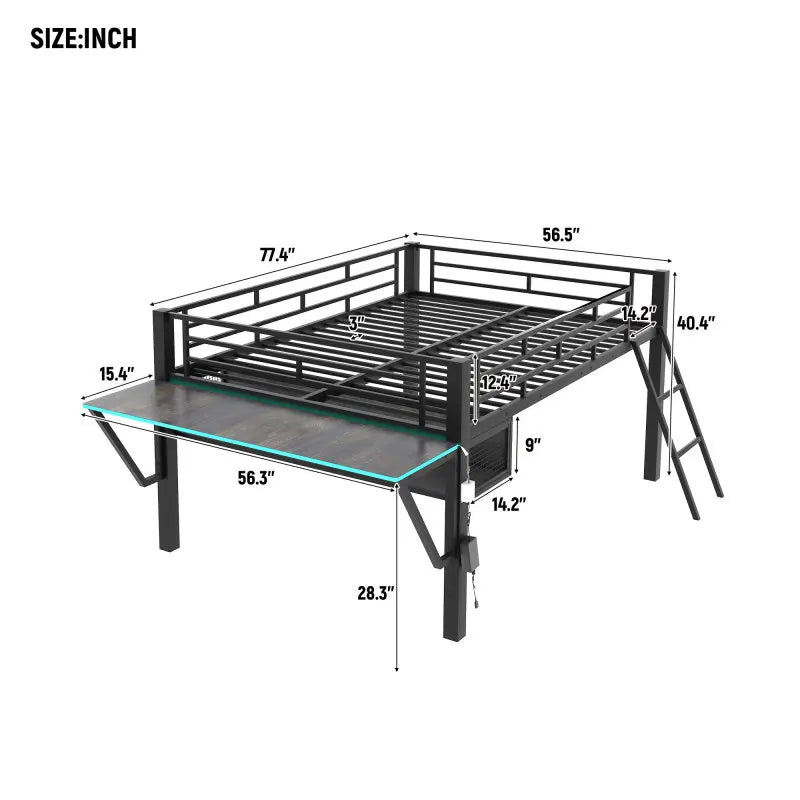 Modern minimalist design for boys esports loft bed, single bed with desk and LED lights, Twin/Full size bed, teenage bed ShopOnlyDeal