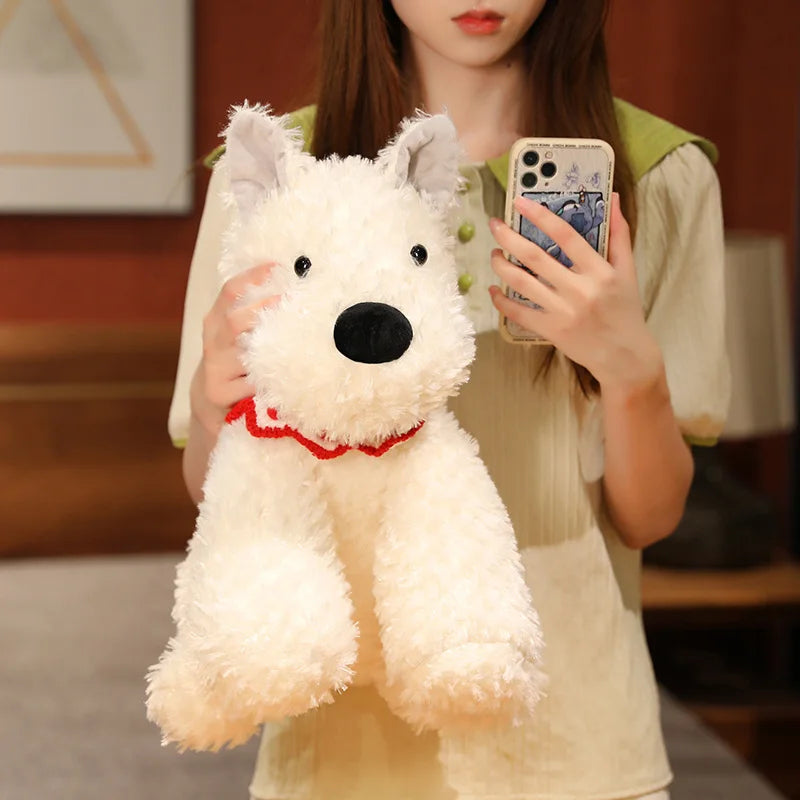 Adorable Fluffy Hair West Highland Dog White Terrier Plushie Soft Puppy Plush Toy Stuffed Lifelike Animals Baby Appease Doll ShopOnlyDeal