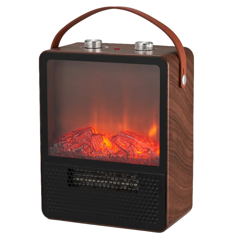 Freestanding Ceramic 1500W Portable Electric Fireplace, Dark Walnut ShopOnlyDeal