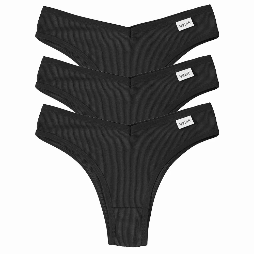 3Pcs Brazilian Panties Set | Women's Cotton Low-Rise Solid Color Underwear | Comfortable Ladies Underpants | Girls Panty Intimates M-XL ShopOnlyDeal