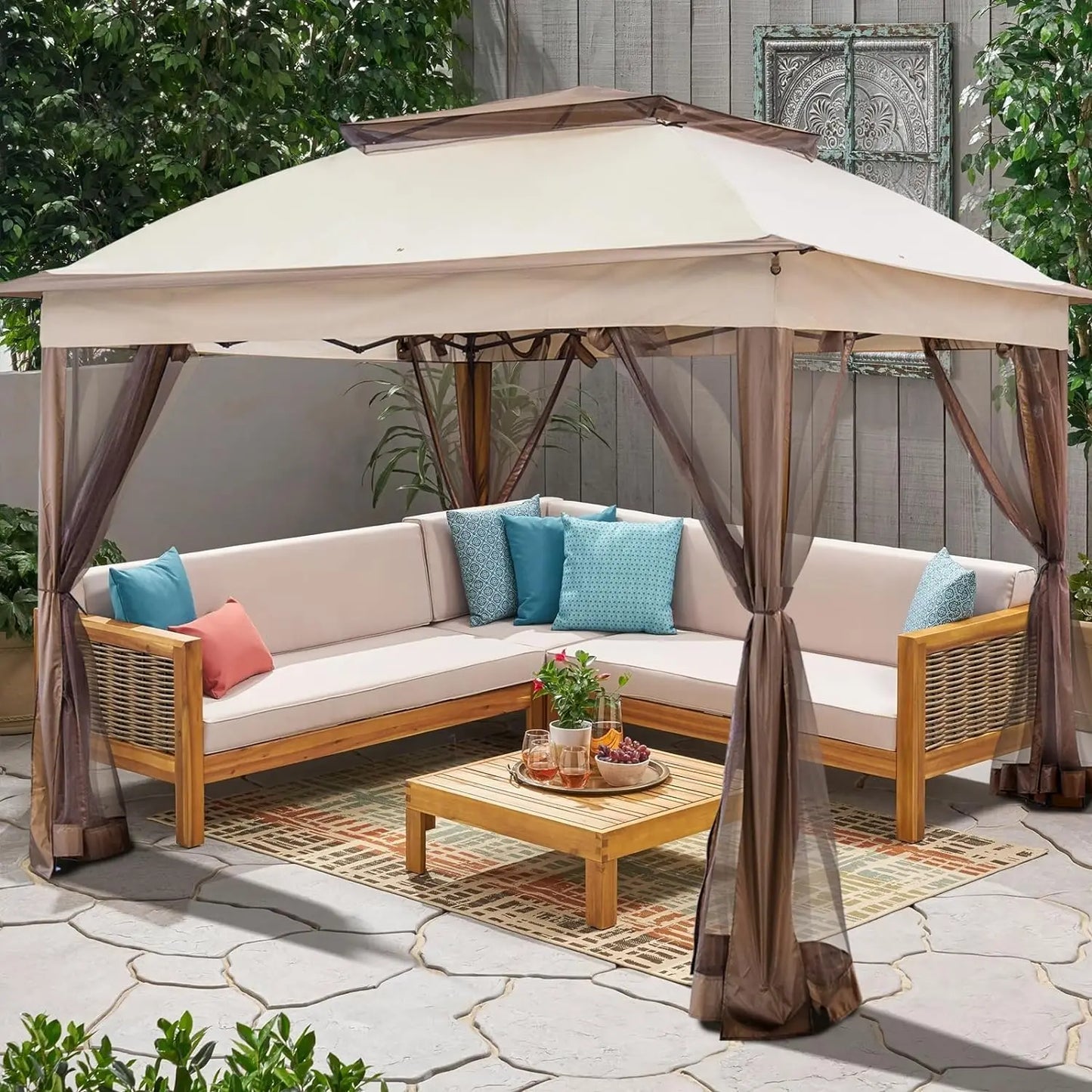 Outdoor Gazebo with Mosquito Net | Folding Pop-up Garden & Terrace Canopy Tent | Side Walls Shade for Home Parties & Relaxation ShopOnlyDeal