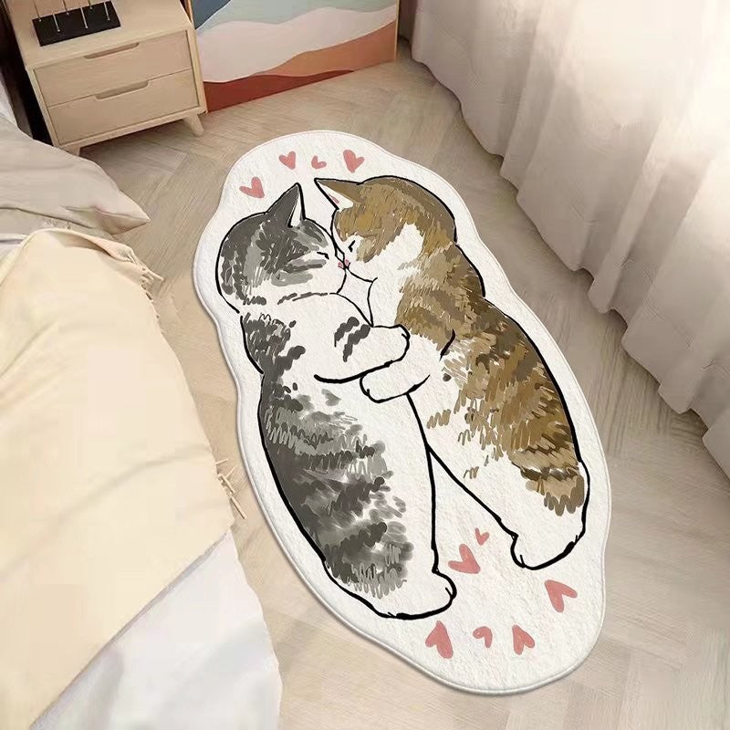 Door Bedside Mat Carpet Cartoon Furry Cat Floor Mat Living Room Tapis Cuisine Irregular Furry Thickened Decoration Tapestry ShopOnlyDeal