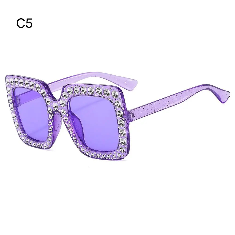 Sparkle in Style: Crystal Oversized Sunglasses for Women - Rhinestone Square Diamond Sun Glasses with Retro Big Frame ShopOnlyDeal