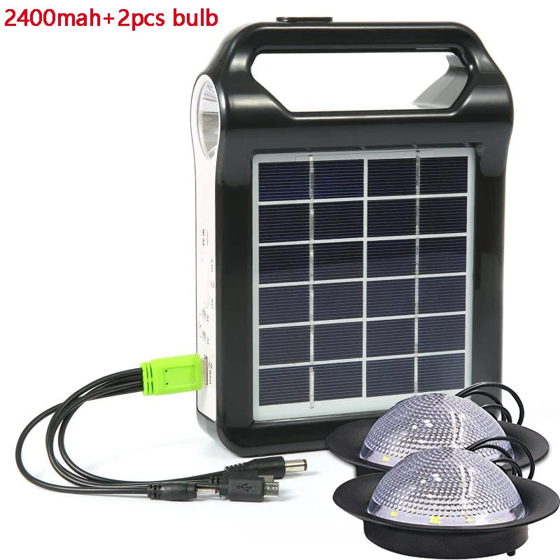 Portable 15W Rechargeable Solar Panel Power Storage Generator Kit | USB Charger with Lamp Lighting | Home Solar Energy System ShopOnlyDeal