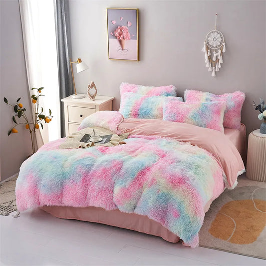 Plush Duvet Cover Pillowcase Warm And Cozy Bedding Three-Piece Set of Skin-friendly Fabric for Single And Double Beds ShopOnlyDeal