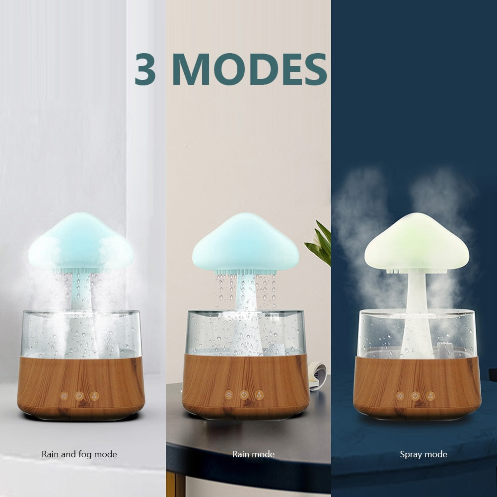 NEW Remote Control Mushroom Rain Air Humidifier Electric Aroma Diffuser Rain Cloud Smell Distributor Relax Calming Water Drops Sounds Night Lights ShopOnlyDeal