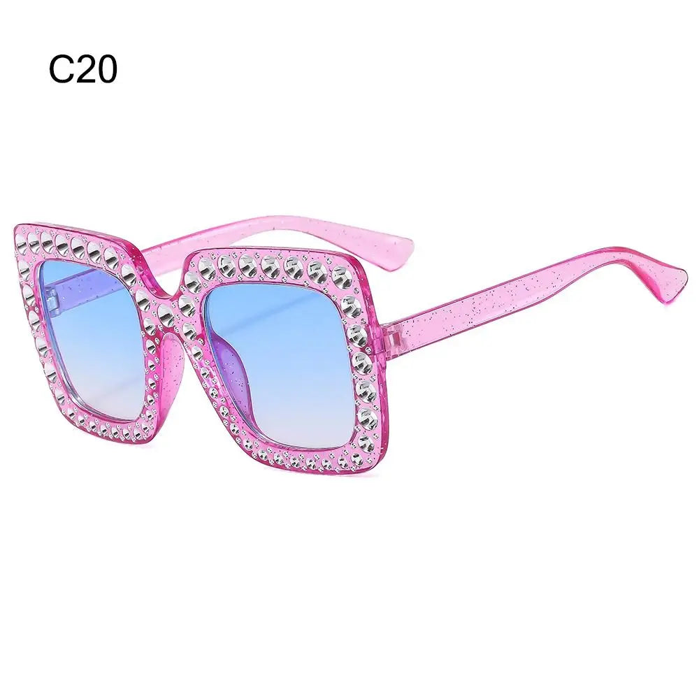 Sparkle in Style: Crystal Oversized Sunglasses for Women - Rhinestone Square Diamond Sun Glasses with Retro Big Frame ShopOnlyDeal