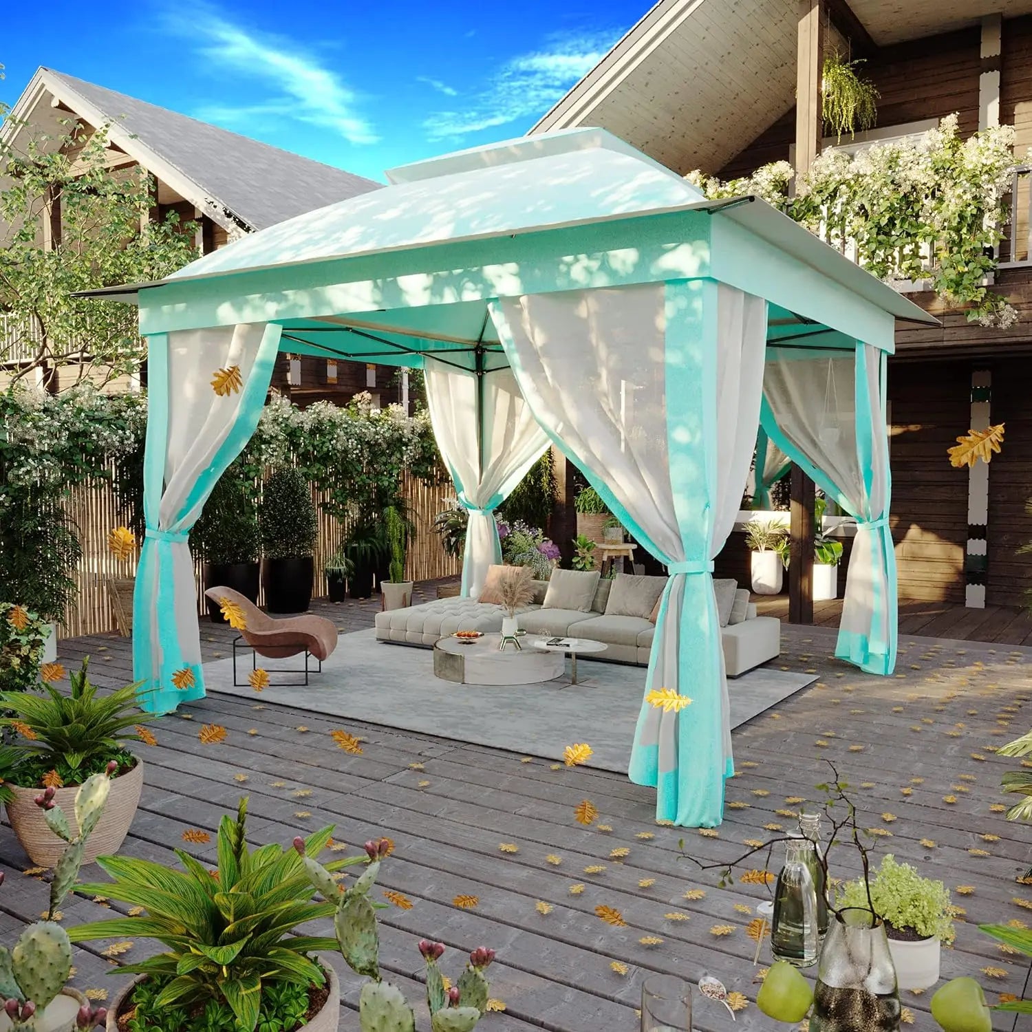 Outdoor Gazebo with Mosquito Net | Folding Pop-up Garden & Terrace Canopy Tent | Side Walls Shade for Home Parties & Relaxation ShopOnlyDeal