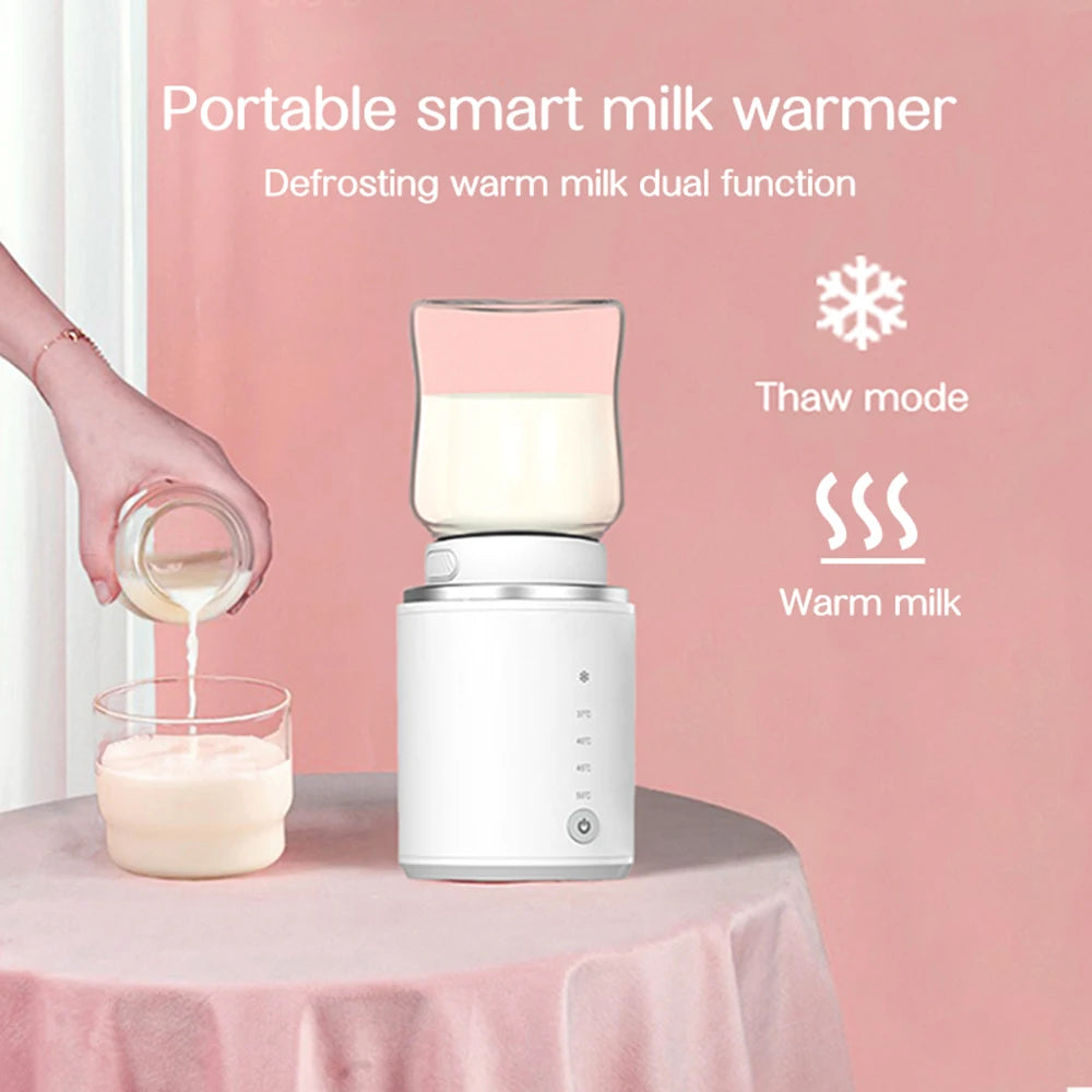 Portable Baby Milk Bottle Warmer Wireless Milk Heater Defrosting & Heating Dual Modes 4 Levels Temperature Built-in Battery ShopOnlyDeal