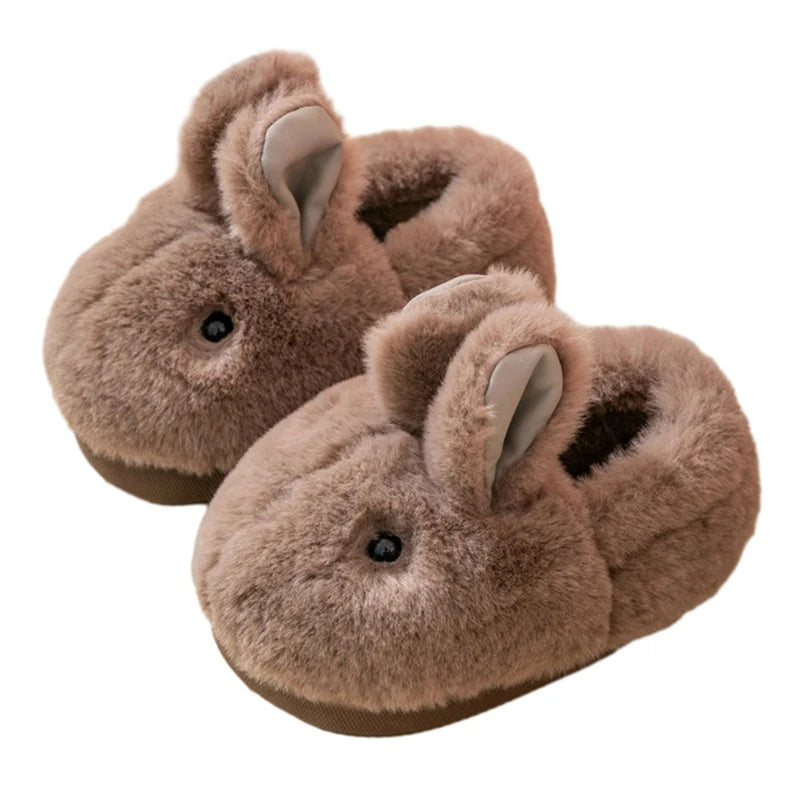 Toddler Kids Cotton Slippers Plush Thickened Cute Rabbit Children Boys Girls Warm Slippers Indoor Kids Anti-slip Floor Shoes ShopOnlyDeal