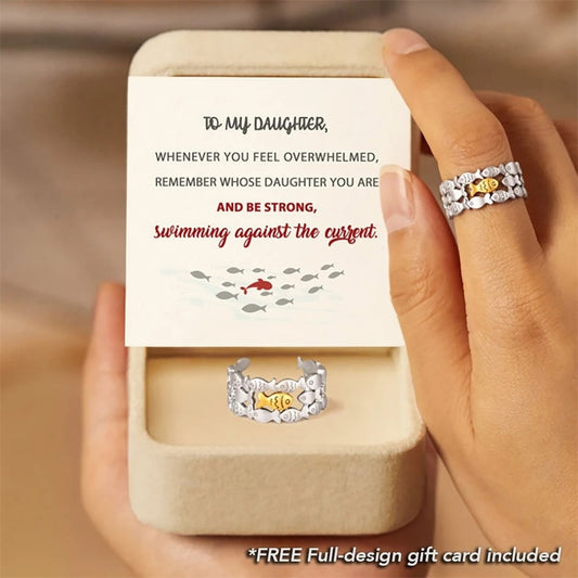 To My Daughter Ring With Card For Women Daughter Sweet Unusual Rings New In Birthday Gifts Trendy Jewelry Lucky Fish School ShopOnlyDeal