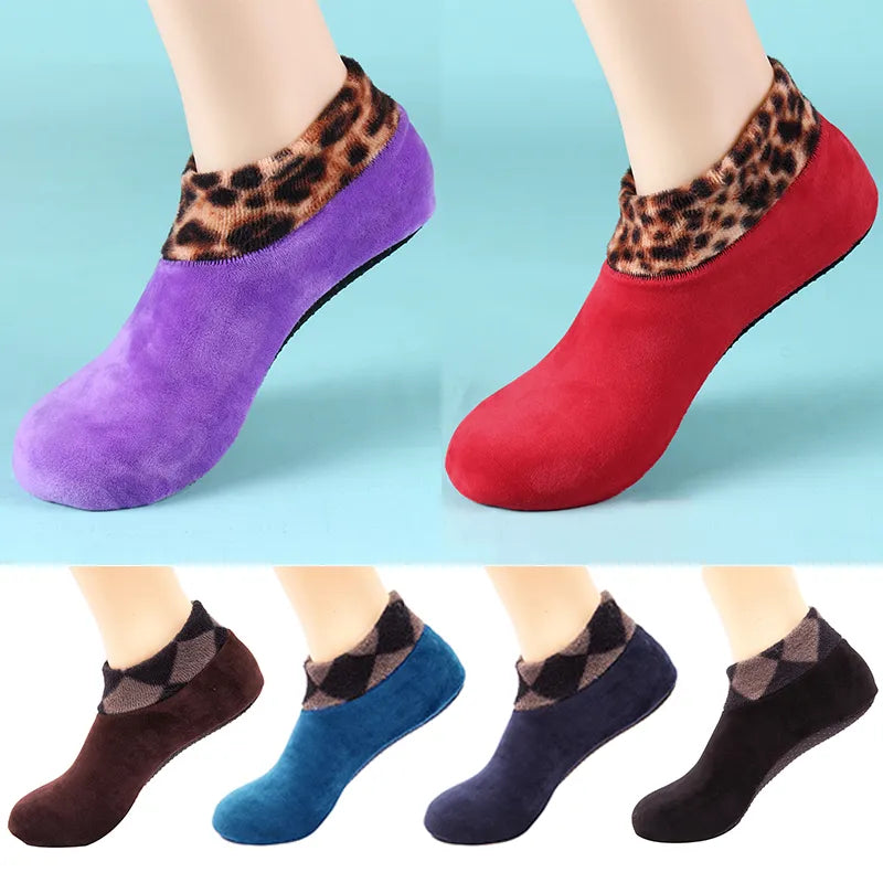 Winter Socks For Home Men Thicken Fleece Sock Winter Warm Boat Socks Non Slip Elastic Indoor Floor Socks Slipper Fleece Bed Sock Non Slip Slipper Sock ShopOnlyDeal