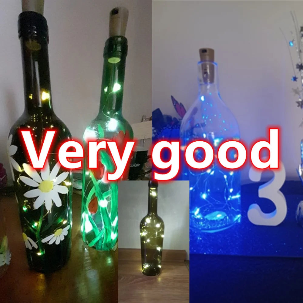 LED Wine Bottle Lights with Cork | 1/2/3M Fairy Mini String Lights | Liquor Bottle Crafts & Party Wedding Decoration ShopOnlyDeal