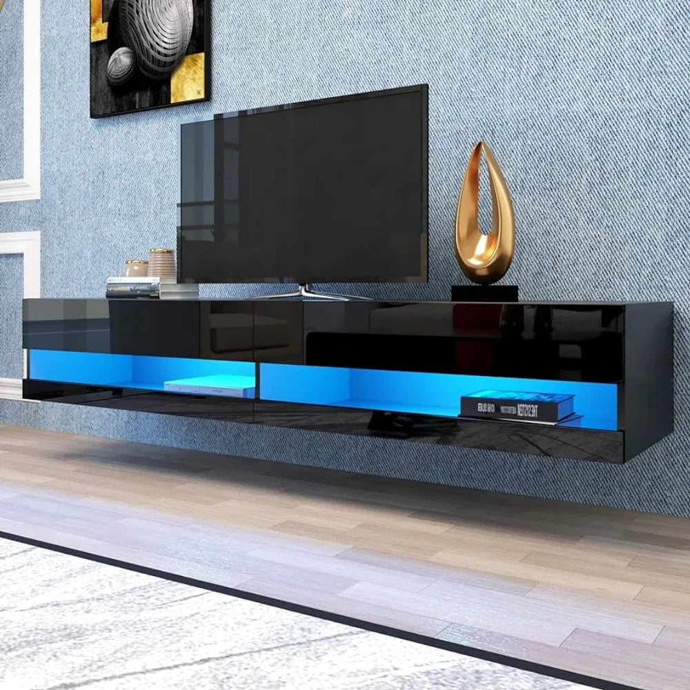 Black Modern Living Room Tv Cabinet 20 Colors Modern Floating TV Stand Wall Mounted With LED Lights Furniture for Television Ps5 ShopOnlyDeal