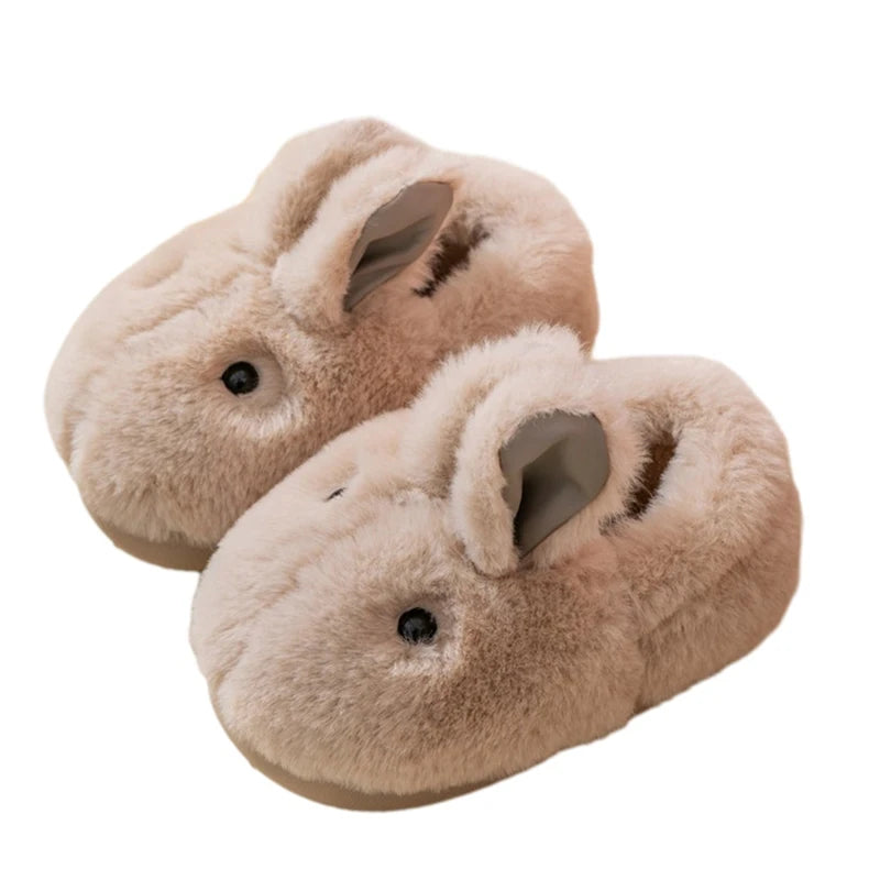 Toddler Kids Cotton Slippers Plush Thickened Cute Rabbit Children Boys Girls Warm Slippers Indoor Kids Anti-slip Floor Shoes ShopOnlyDeal