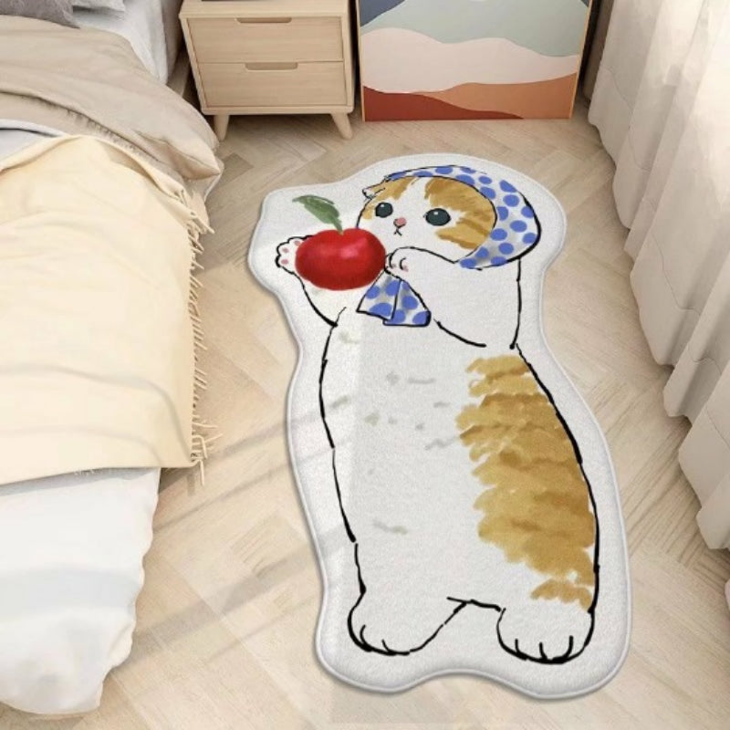 Door Bedside Mat Carpet Cartoon Furry Cat Floor Mat Living Room Tapis Cuisine Irregular Furry Thickened Decoration Tapestry ShopOnlyDeal