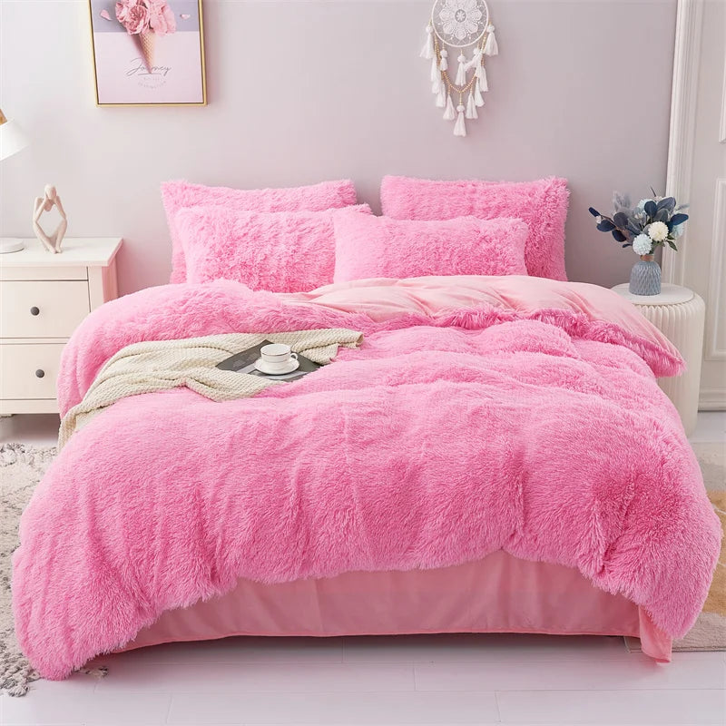 Warm and Cozy Plush Duvet Cover Set - Skin-Friendly Bedding for Single and Double Beds ShopOnlyDeal