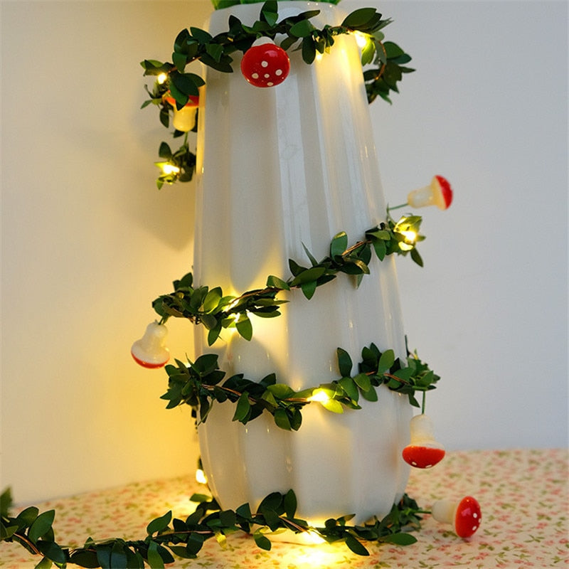 Flower Green Leaf String Lights Artificial Vine Fairy Lights Battery Powered Christmas Tree Garland Light for Weeding Home Decor ShopOnlyDeal