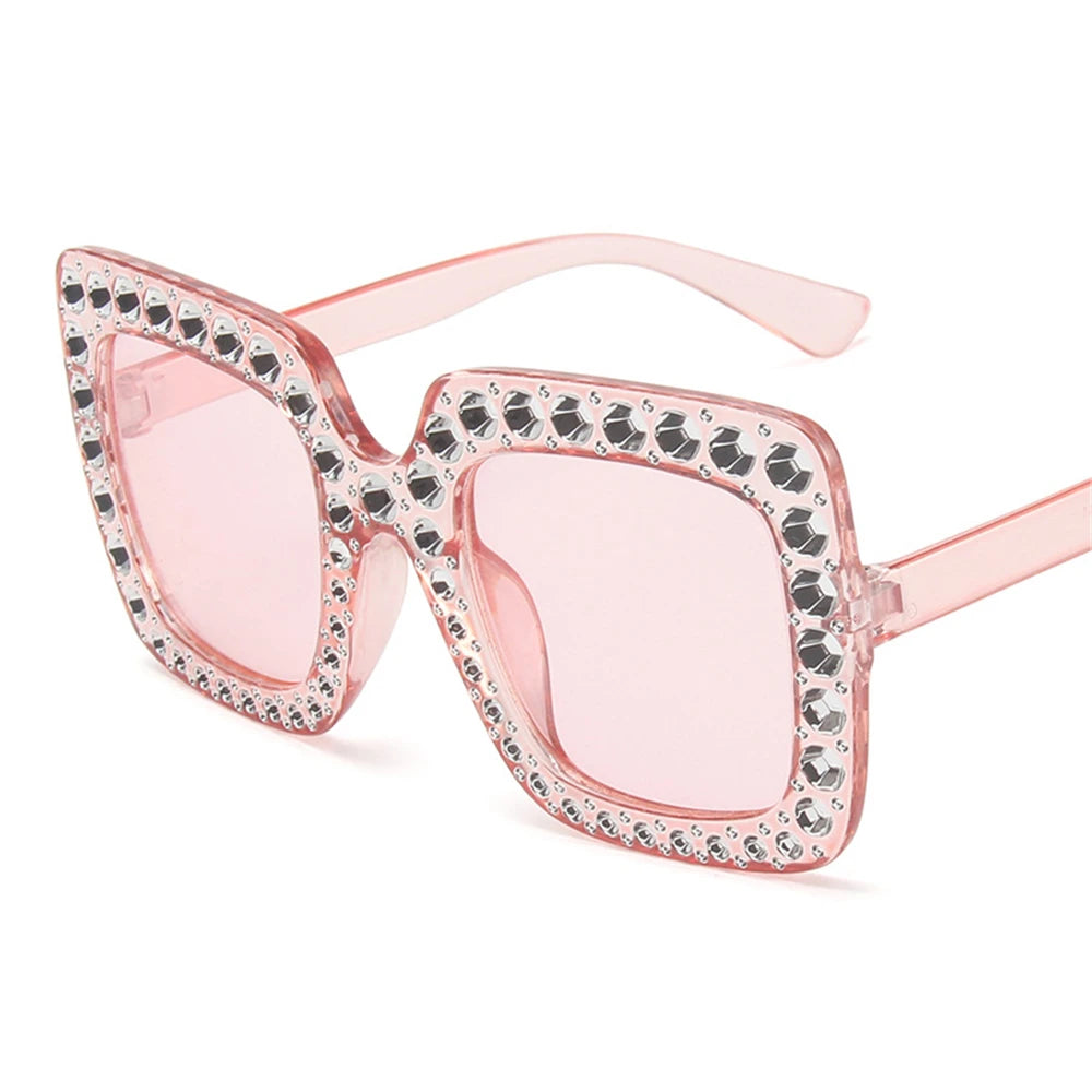 Crystal Oversized Sunglasses - Fashion Square Sunglasses for Women, Retro UV400 Eyewear ShopOnlyDeal