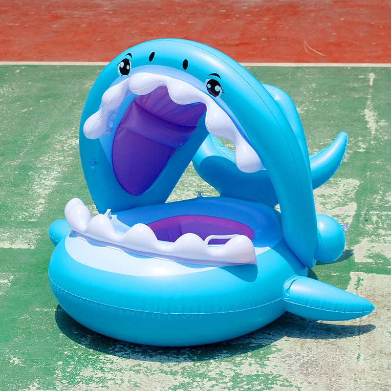 Inflatable Shark Swimming Ring with Sunshade for Kids | 1-4 Years Baby Pool Float ShopOnlyDeal