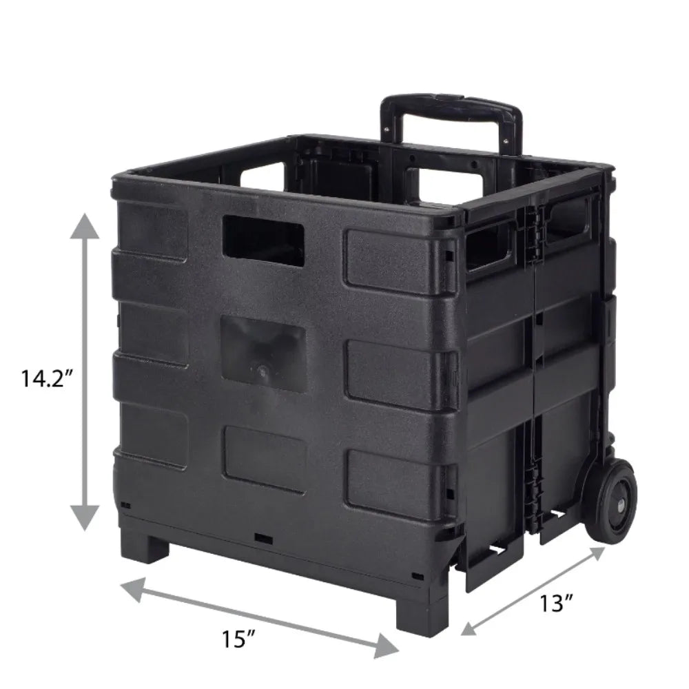 Tote Bin Collapsible Utility Cart in Black Polypropylene Portable Shopping Cart ShopOnlyDeal