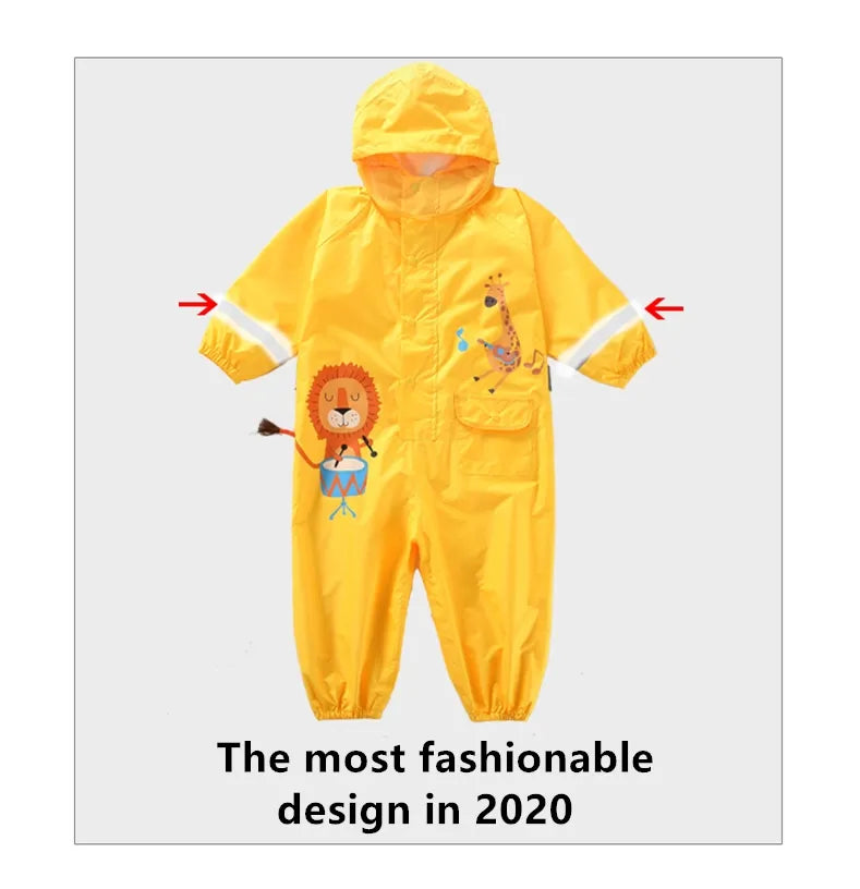 Kids Rain Suit with Hood :Stay Dry and Playful with Kids' Cartoon Animals Waterproof Rain Suit - Ideal for Children Aged 1-12! - Waterproof Jumpsuits Baby Cartoon Animals One Piece Raincoat Children Boys Girls Rainwear 1-12 Years ShopOnlyDeal