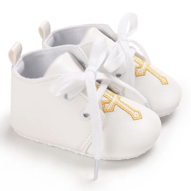 Infant Spring Shoe | Newborn Girls & Boys Recreational Baptism Non-Slip Walking Shoe | White Soft-Soled Sneaker Prewalker ShopOnlyDeal