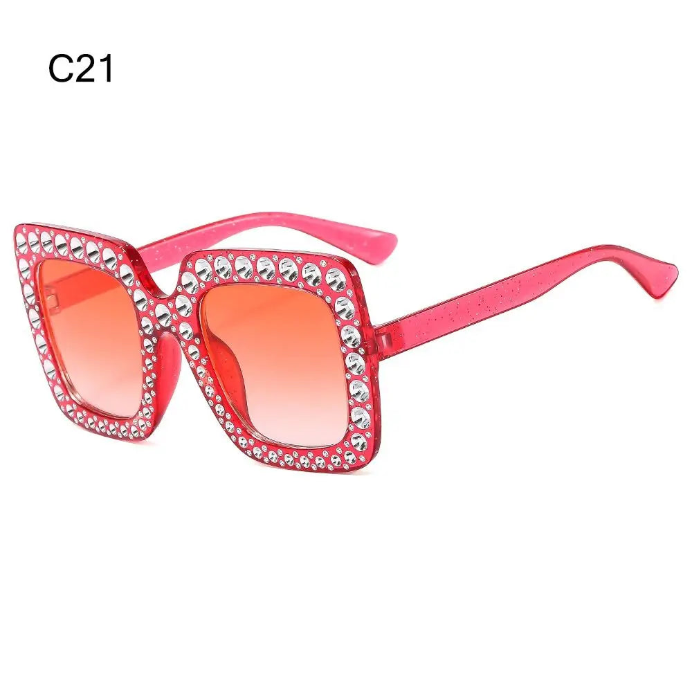 Sparkle in Style: Crystal Oversized Sunglasses for Women - Rhinestone Square Diamond Sun Glasses with Retro Big Frame ShopOnlyDeal