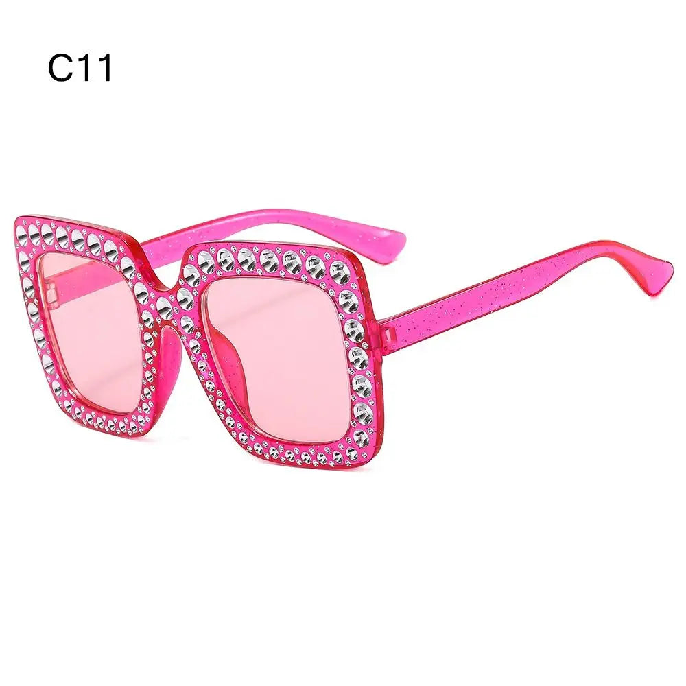 Sparkle in Style: Crystal Oversized Sunglasses for Women - Rhinestone Square Diamond Sun Glasses with Retro Big Frame ShopOnlyDeal