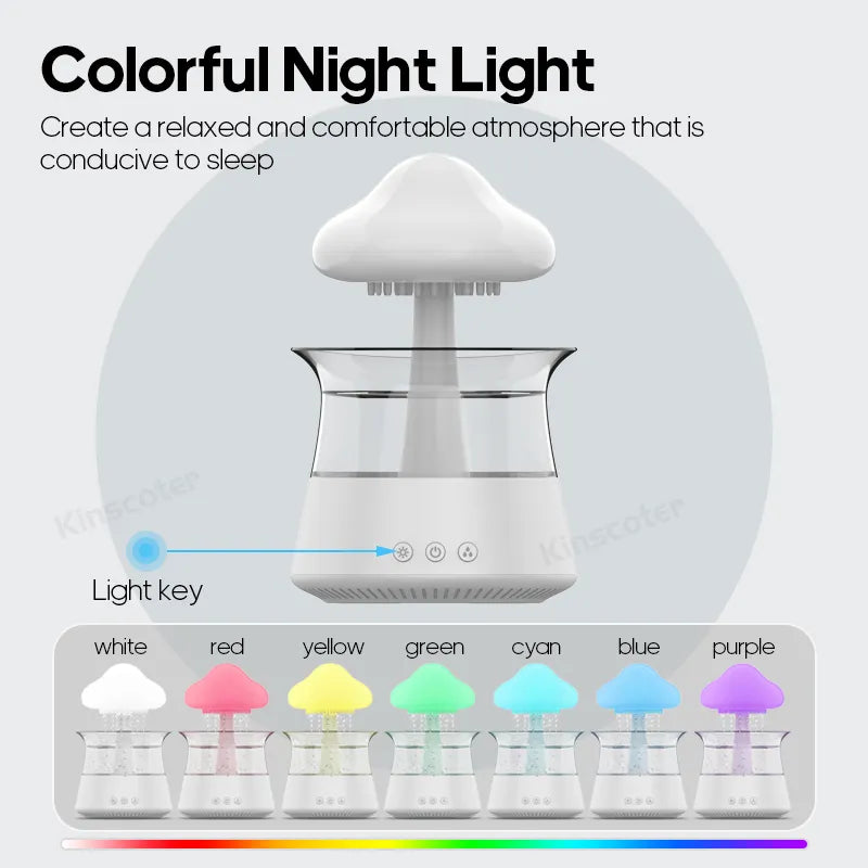 Rain Cloud Electric Air Humidifier 300ml Aroma Diffuser Zen Rain Water Drops Colorful Night Light Humidifier for Home Gift ShopOnlyDeal