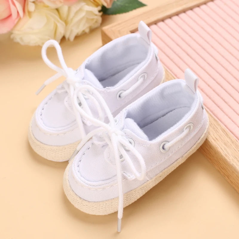 Infant Spring Shoe | Newborn Girls & Boys Recreational Baptism Non-Slip Walking Shoe | White Soft-Soled Sneaker Prewalker ShopOnlyDeal