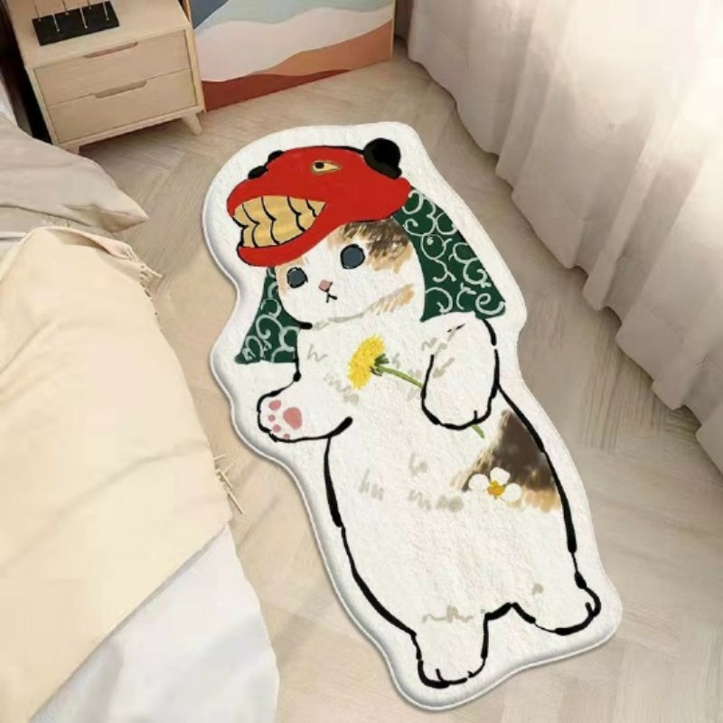 Door Bedside Mat Carpet Cartoon Furry Cat Floor Mat Living Room Tapis Cuisine Irregular Furry Thickened Decoration Tapestry ShopOnlyDeal