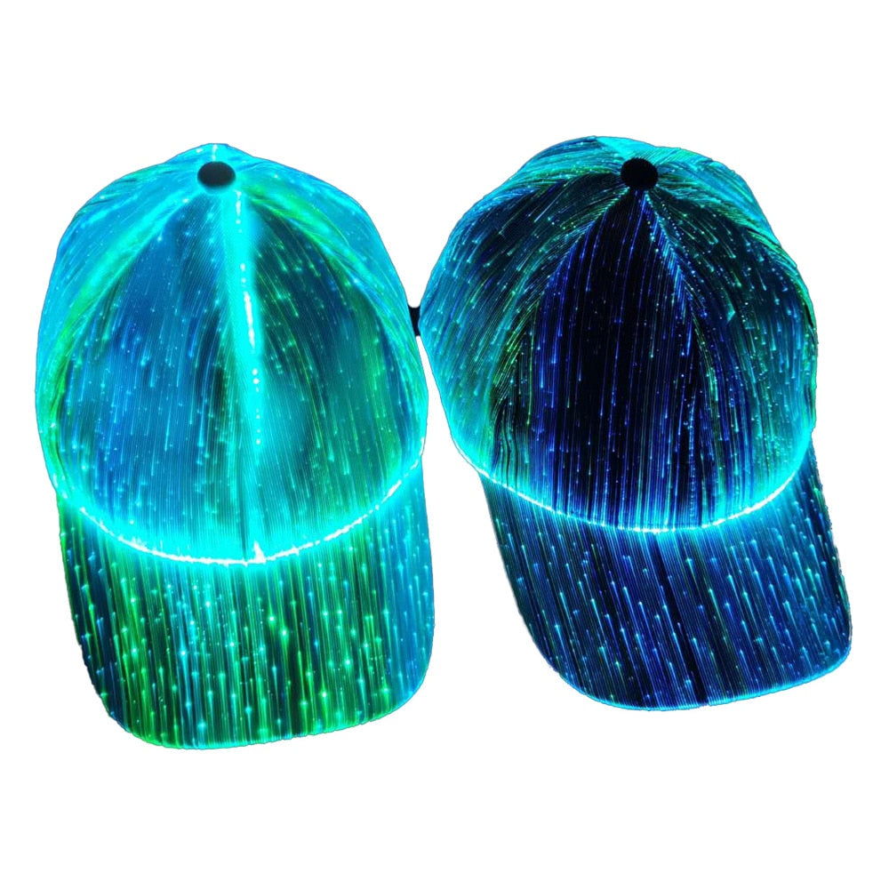 Fiber Optic Cap LED Hat with 7 Colors Luminous Glowing EDC Baseball Hats USB Charging Light Up Caps Even Party Led Christmas Party Cap ShopOnlyDeal