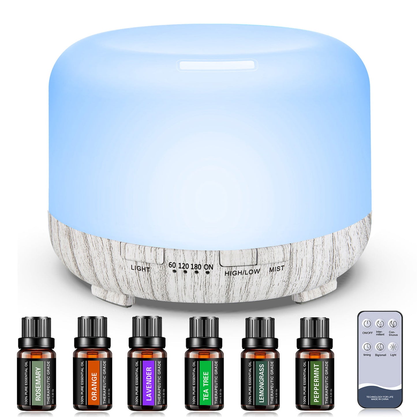 Aroma Diffuser Air Humidifier Aromatherapy Essential Oil Diffuser with Cool Mist Fogger Led Lamp Decoration Multicolor 500ml Upgraded ShopOnlyDeal