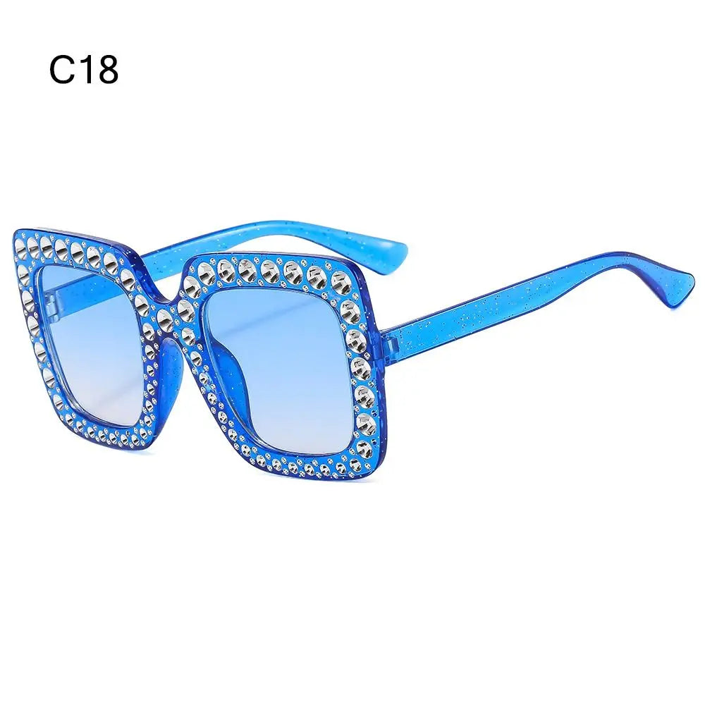 Sparkle in Style: Crystal Oversized Sunglasses for Women - Rhinestone Square Diamond Sun Glasses with Retro Big Frame ShopOnlyDeal