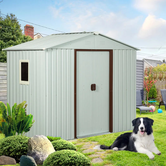 8ft x 4ft Outdoor Metal Storage Shed With window, garden cabin, rain proof, tool storage room, miscellaneous room ShopOnlyDeal