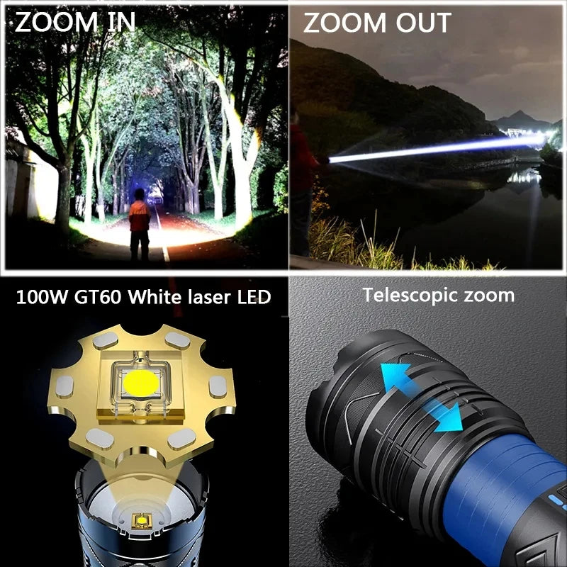 High Power Led Flashlight Super Bright Long Range Torch Rechargeable Ultra Powerful Outdoor Tactical Hand Lamp Camping Lantern ShopOnlyDeal