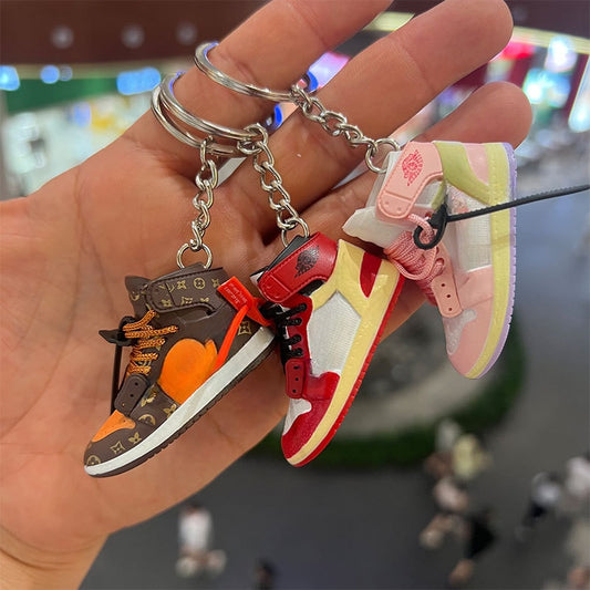 Sneaker Keychain Cool Hot 3D AJ Mini Sports Shoes Keychain Phone Key Pendant Sport Shoes Gift Box Set Gift Double Lace Box Creative Gift ShopOnlyDeal