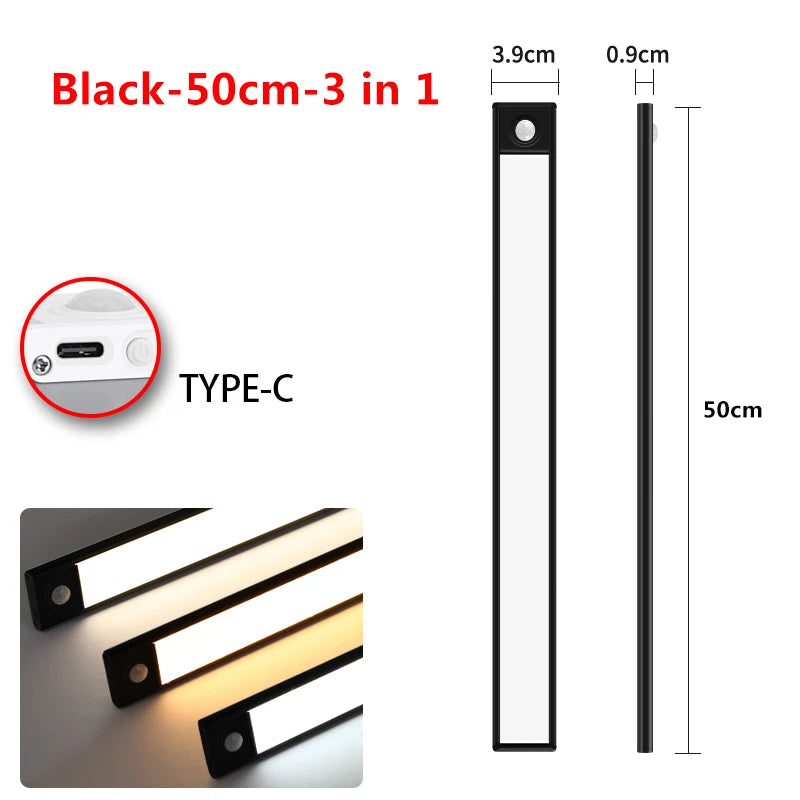 Ultra-Thin LED Lights with Motion Sensor | Wireless Under Cabinet Lighting | 10-60cm Night Light for Kitchen & Closet ShopOnlyDeal