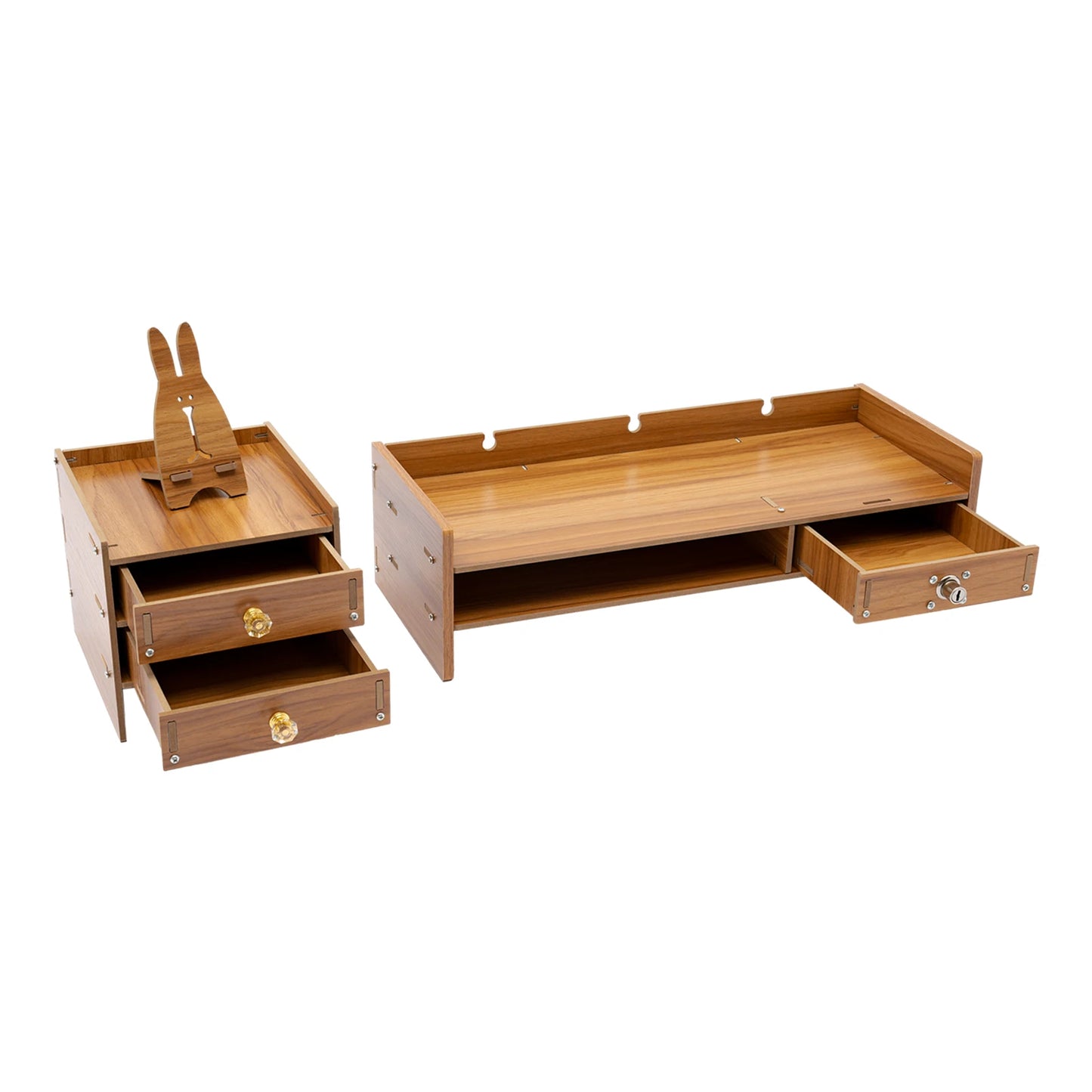 Office Wood Desk Organizers with Lock - File Storage, Computer Desktop Tray ShopOnlyDeal